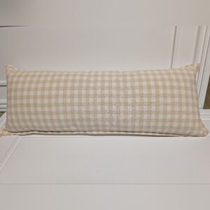 14" x 36"  NWOT Threshold Beige Gingham Decor Pillow
